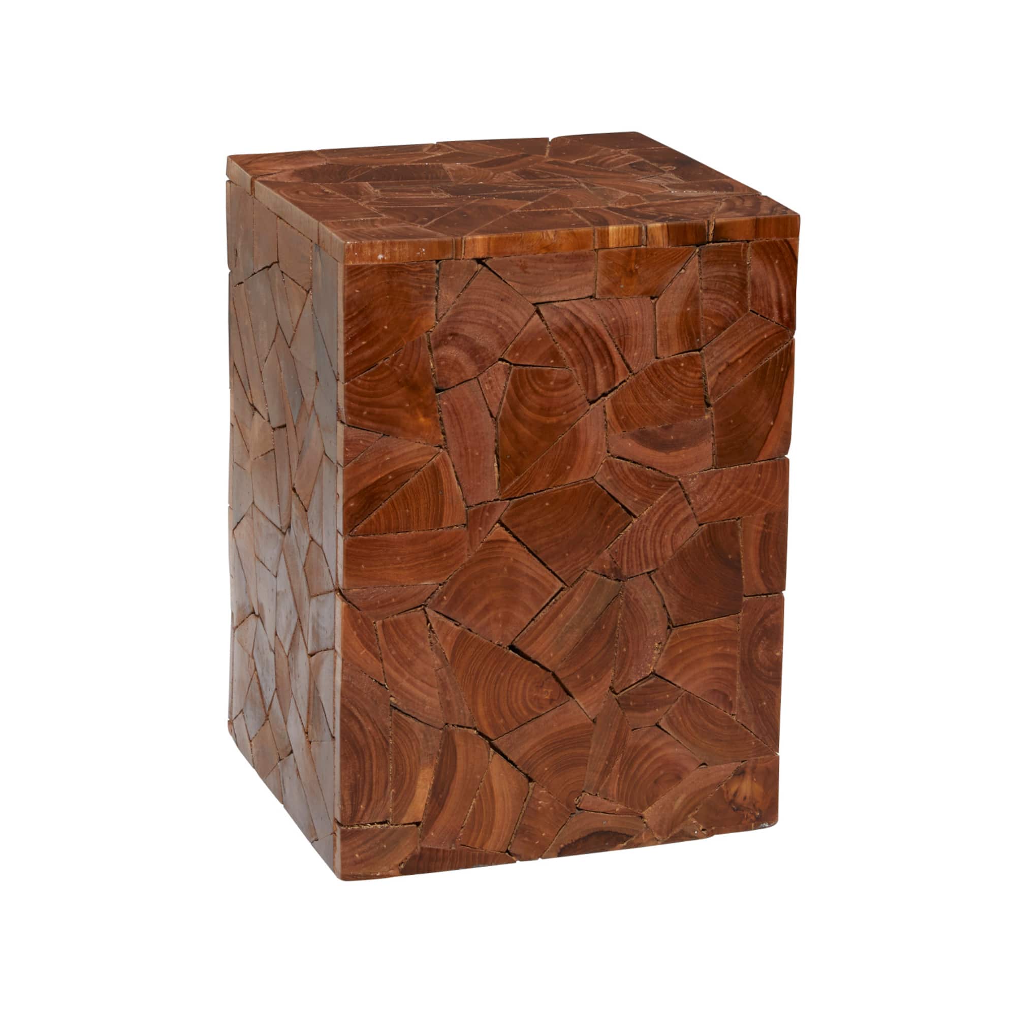 Brown Teak Wood Contemporary Accent Table 16" x 12" x 12"